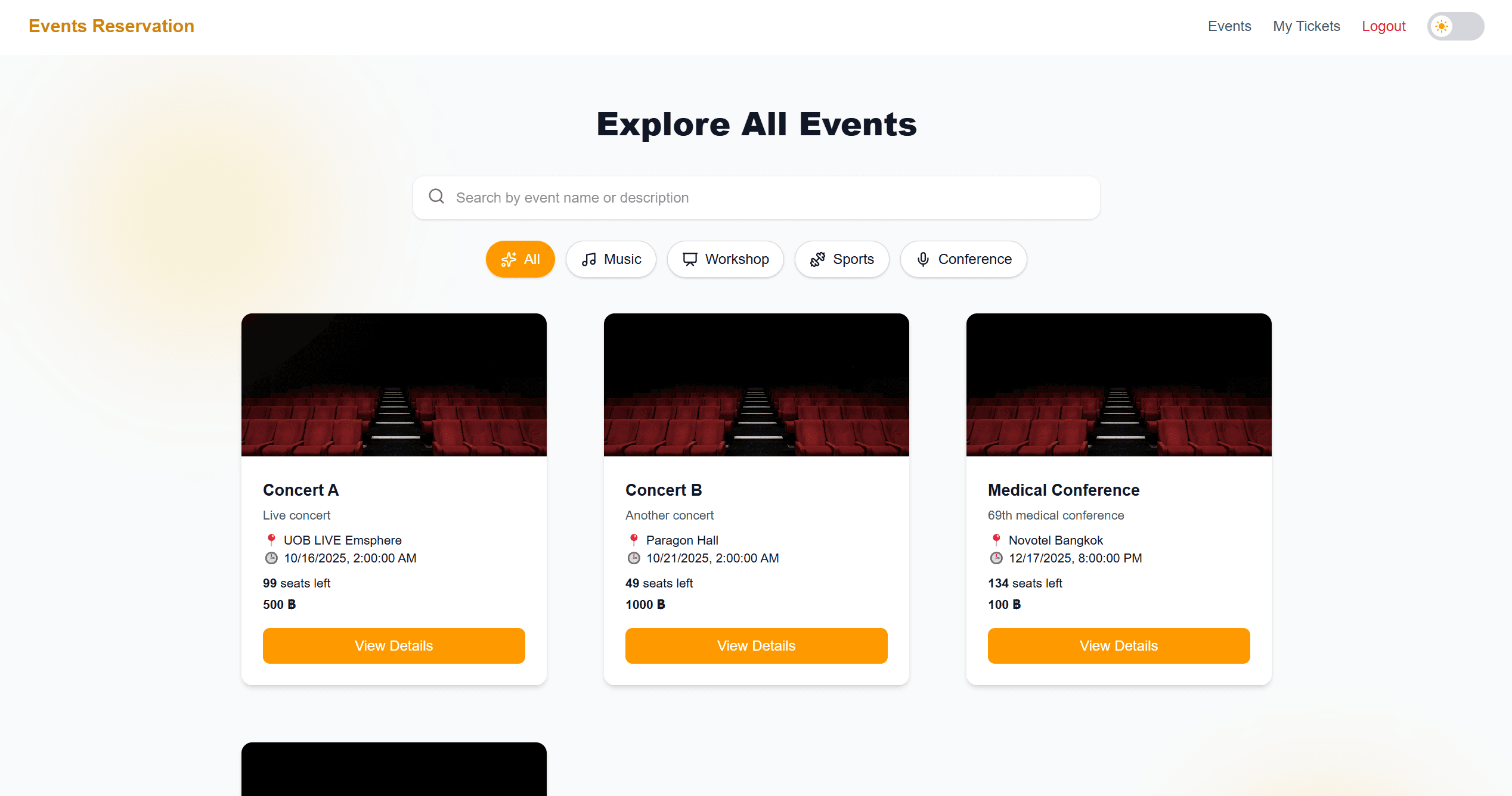 Events page