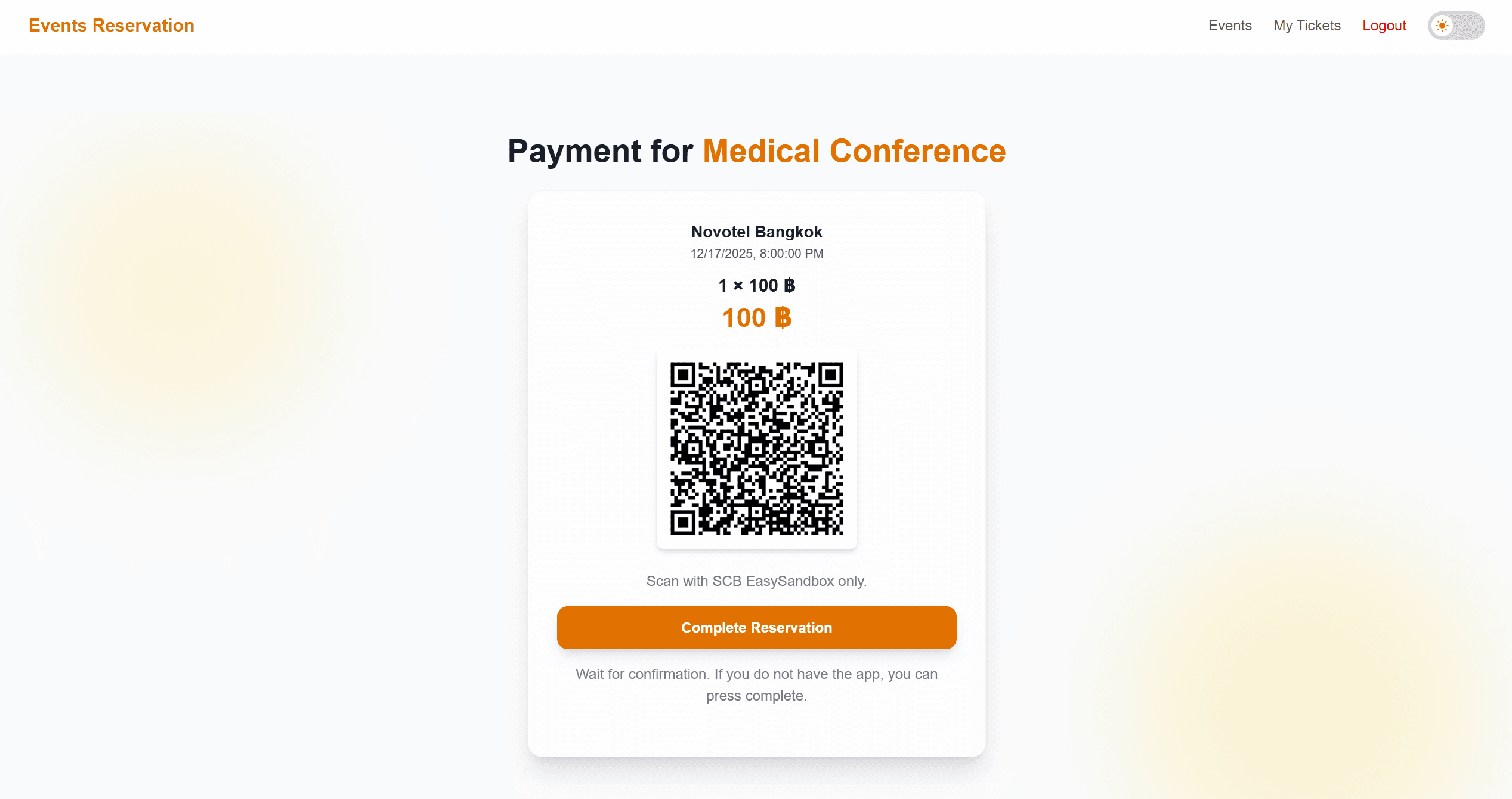 Payment page
