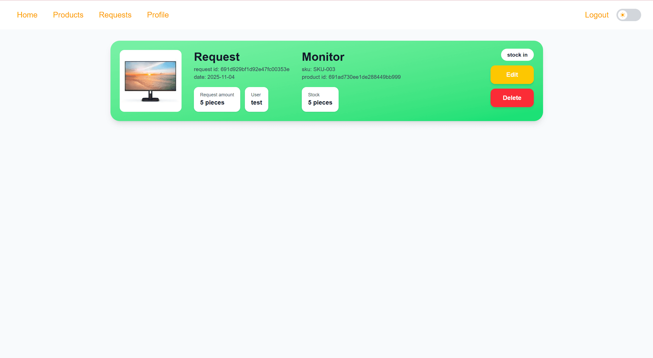 Request page