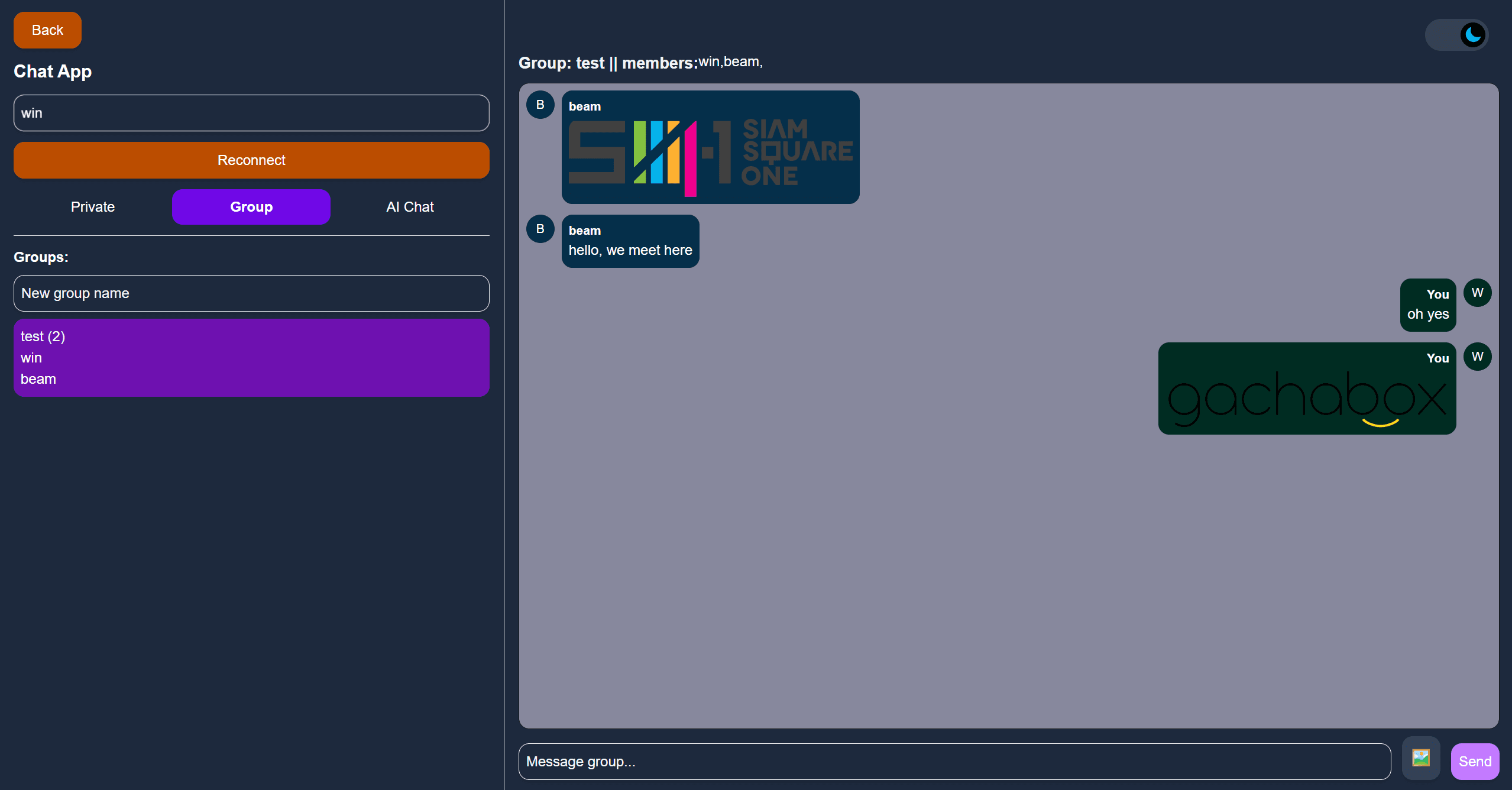 Group chat room dark mode